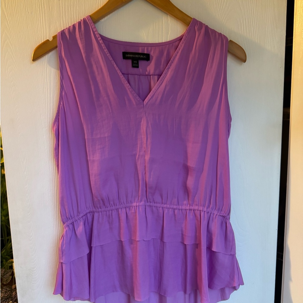 Banana Republic Purple Ruffled Tiered Blouse